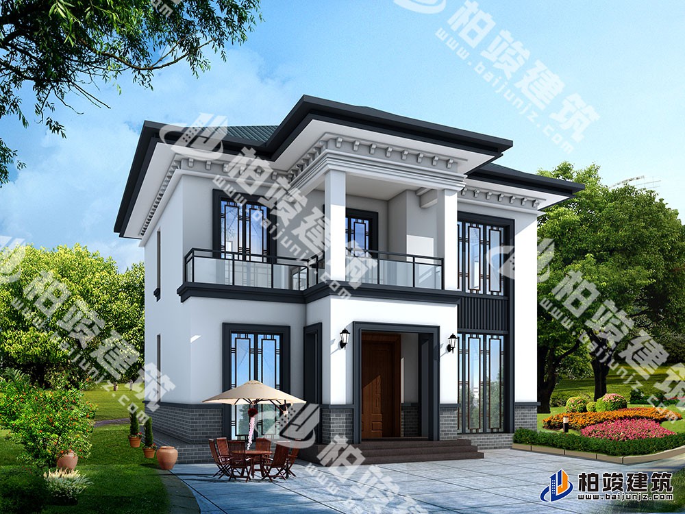 新款農(nóng)村自建二層別墅設(shè)計(jì)圖，新中式風(fēng)格，戶型布局實(shí)用