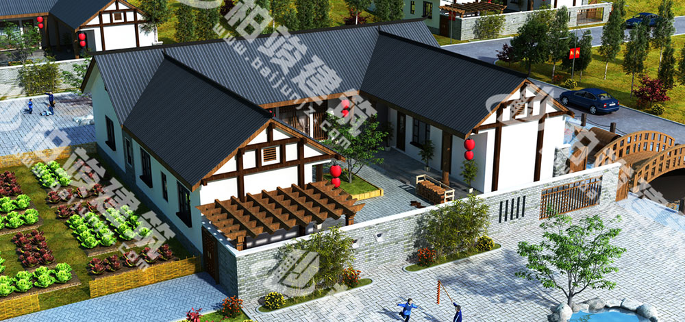 農(nóng)村自建三合院設(shè)計(jì)圖，大尺度中式庭院，造價(jià)僅20萬