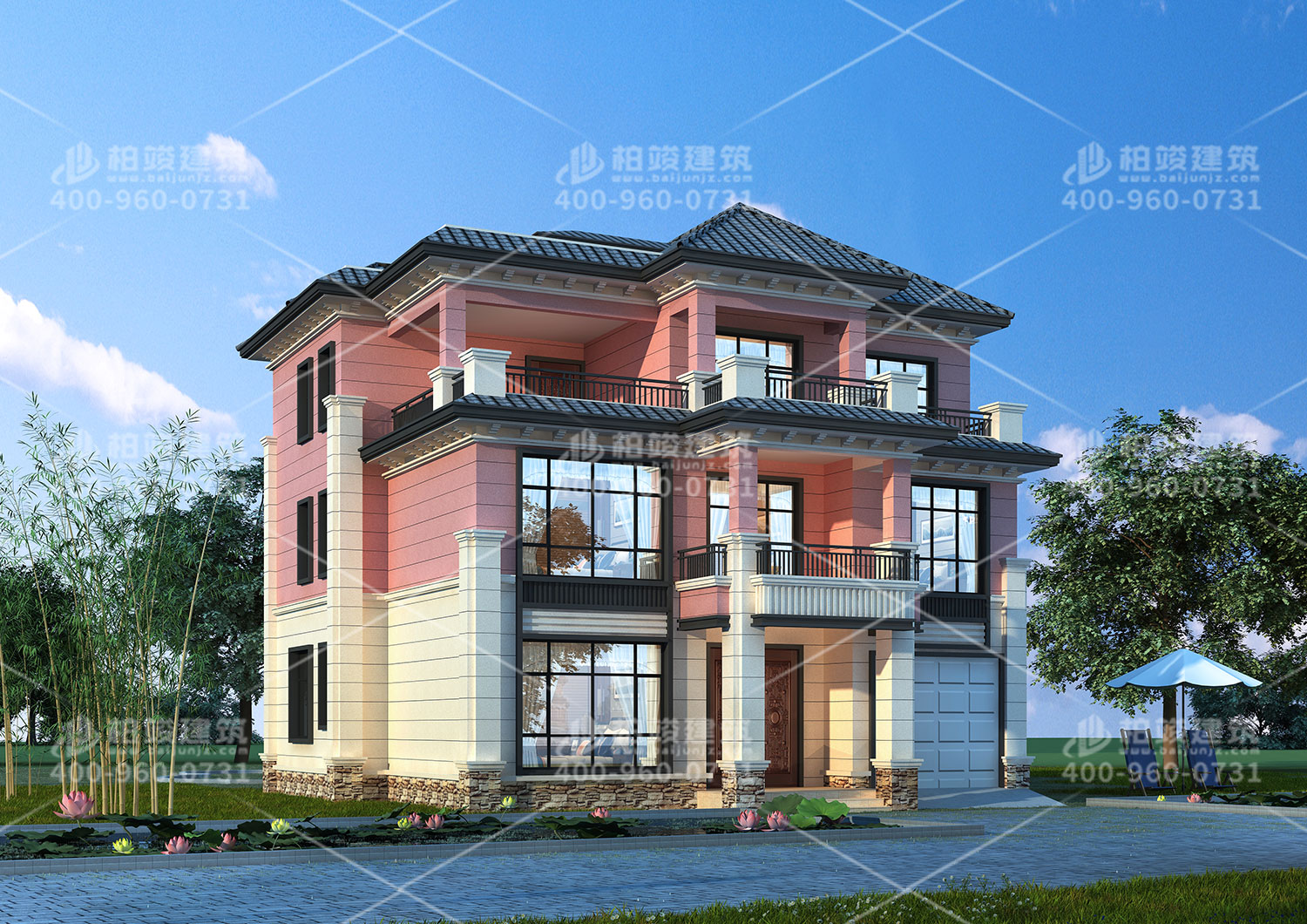三層自建別墅設(shè)計圖，帶陽臺欣賞夜晚的美麗。