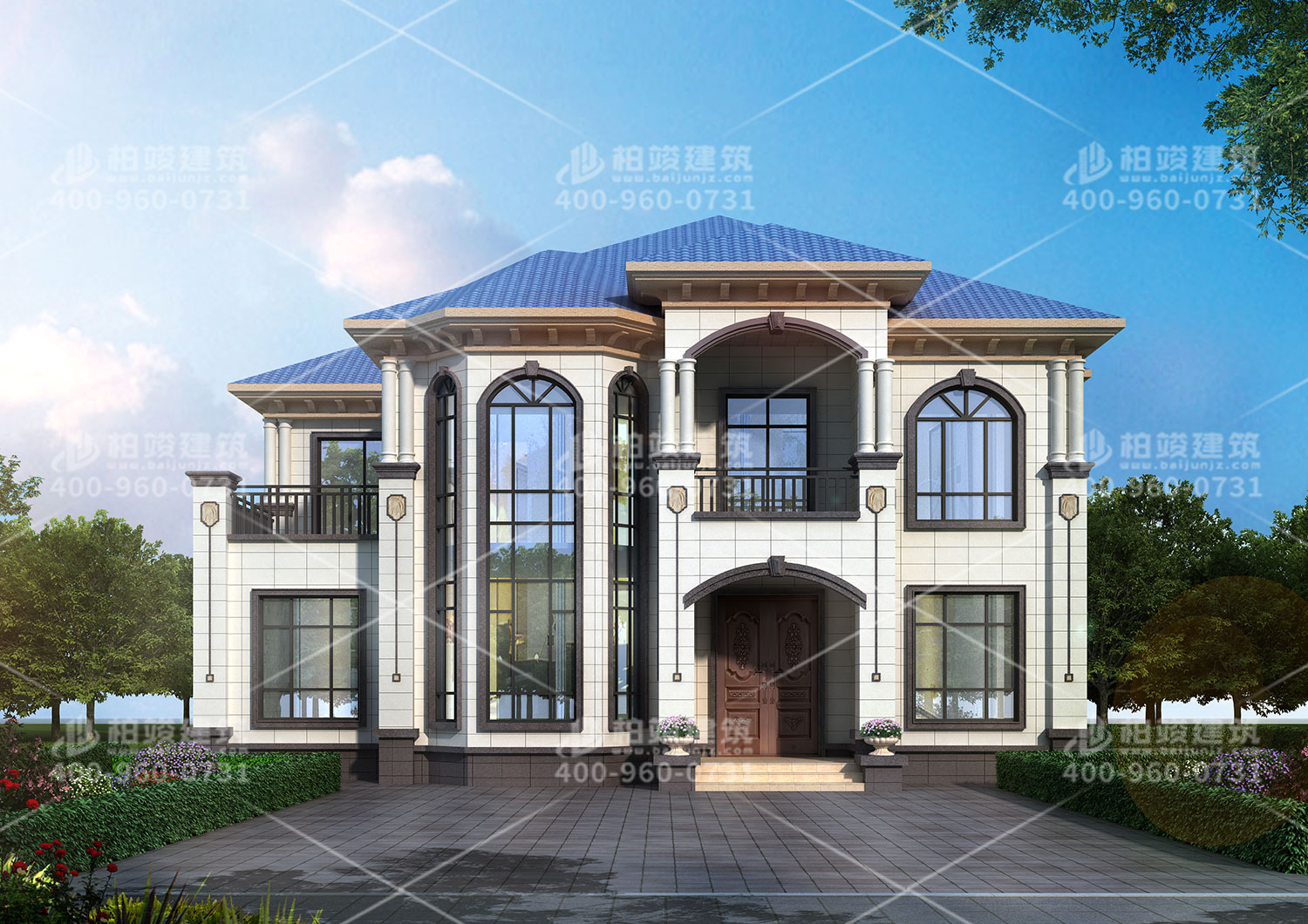 二層樓房設(shè)計(jì)，帶羅馬柱經(jīng)典歐式
