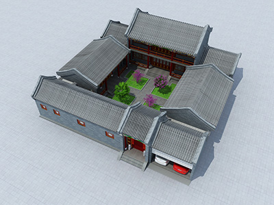中式四合院設(shè)計(jì)圖，二層占地480平。