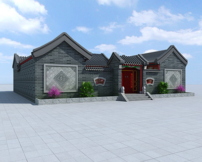農(nóng)村中式四合院，帶堂屋。