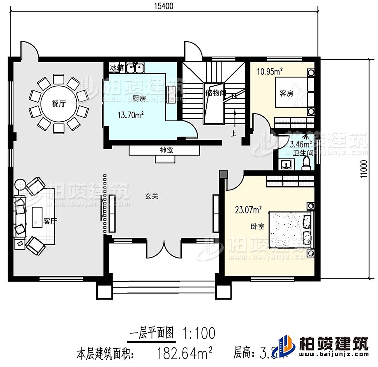 一層：客廳，2臥室，廚房，餐廳，衛(wèi)生間，儲(chǔ)物間