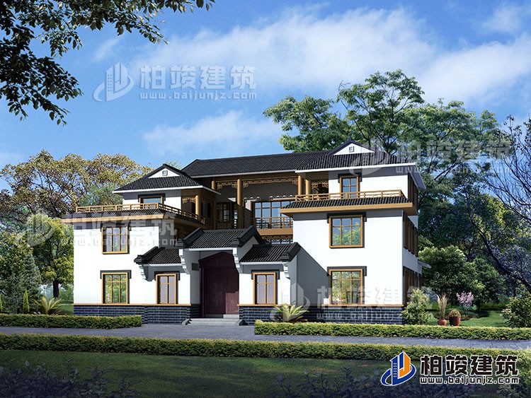 豪華新中式四合院別墅設(shè)計圖、施工圖 造價40萬BZ354-新中式風(fēng)格