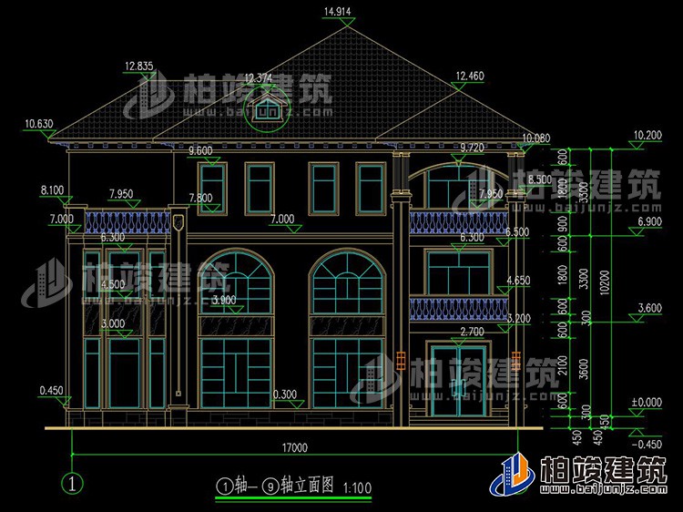 2019新農(nóng)村歐式別墅設(shè)計圖，三層自建房大氣漂亮別墅BZ368-簡歐風格