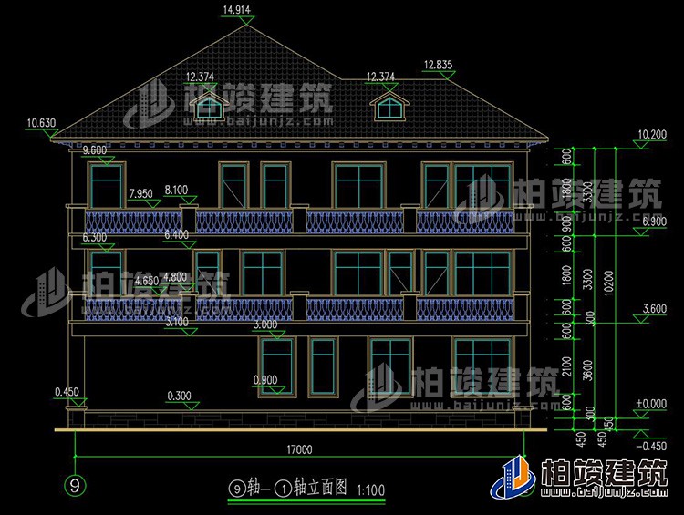2019新農(nóng)村歐式別墅設(shè)計圖，三層自建房大氣漂亮別墅BZ368-簡歐風格