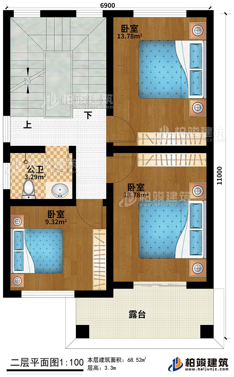 歐式三層樓房設計圖，三層新農(nóng)村樓房圖紙BZ353-簡歐風格