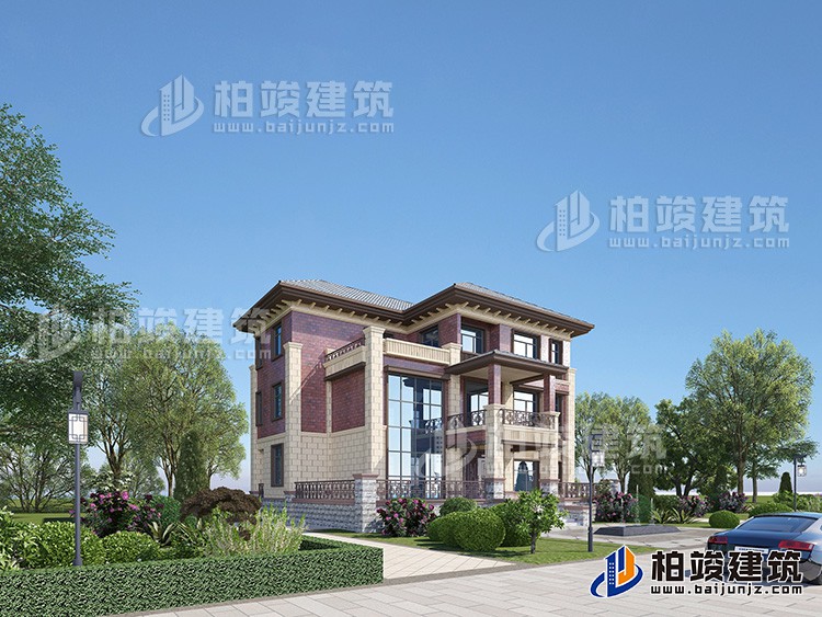 三層復(fù)式別墅設(shè)計(jì)方案圖，戶型合理、造價(jià)35萬BZ382-簡(jiǎn)歐風(fēng)格