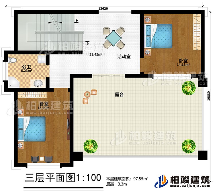 三層：活動室、2臥室、公衛(wèi)、露臺