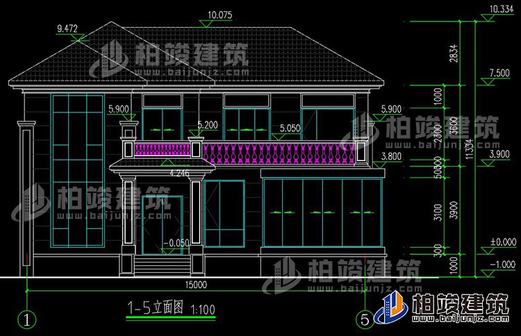 農(nóng)村25萬(wàn)別墅款式二層自建房設(shè)計(jì)圖，外觀簡(jiǎn)約大氣BZ2513-簡(jiǎn)歐風(fēng)格