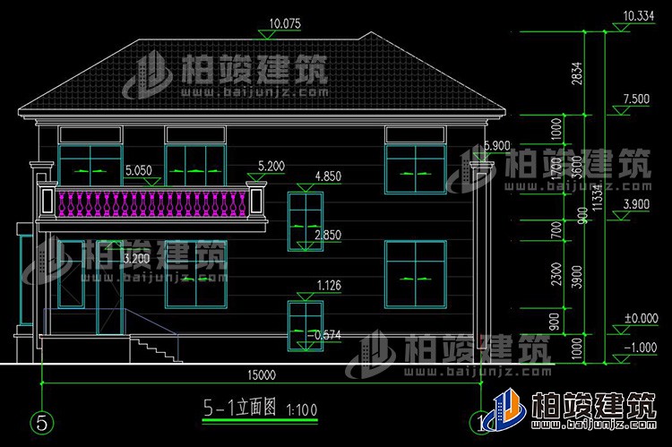 農(nóng)村25萬(wàn)別墅款式二層自建房設(shè)計(jì)圖，外觀簡(jiǎn)約大氣BZ2513-簡(jiǎn)歐風(fēng)格