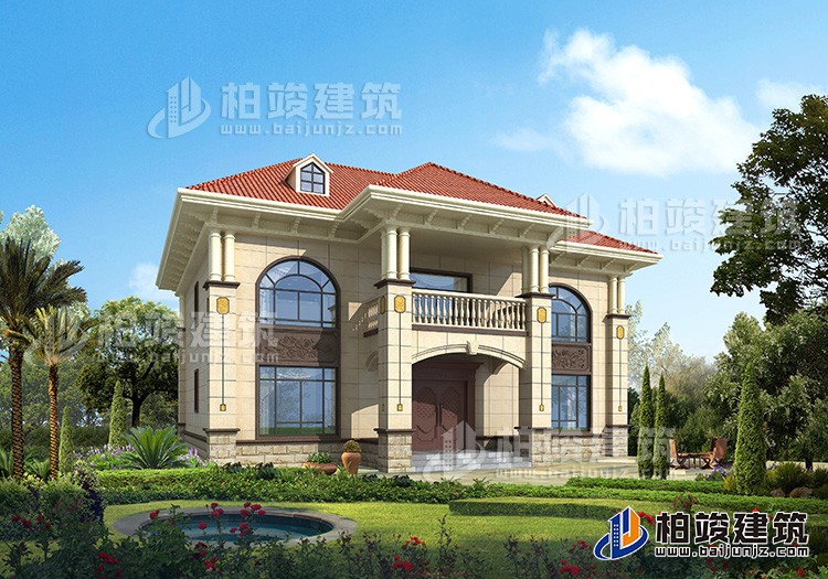 二層歐式復(fù)式小別墅設(shè)計(jì)方案，全套建筑設(shè)計(jì)圖紙BZ2518-簡(jiǎn)歐風(fēng)格