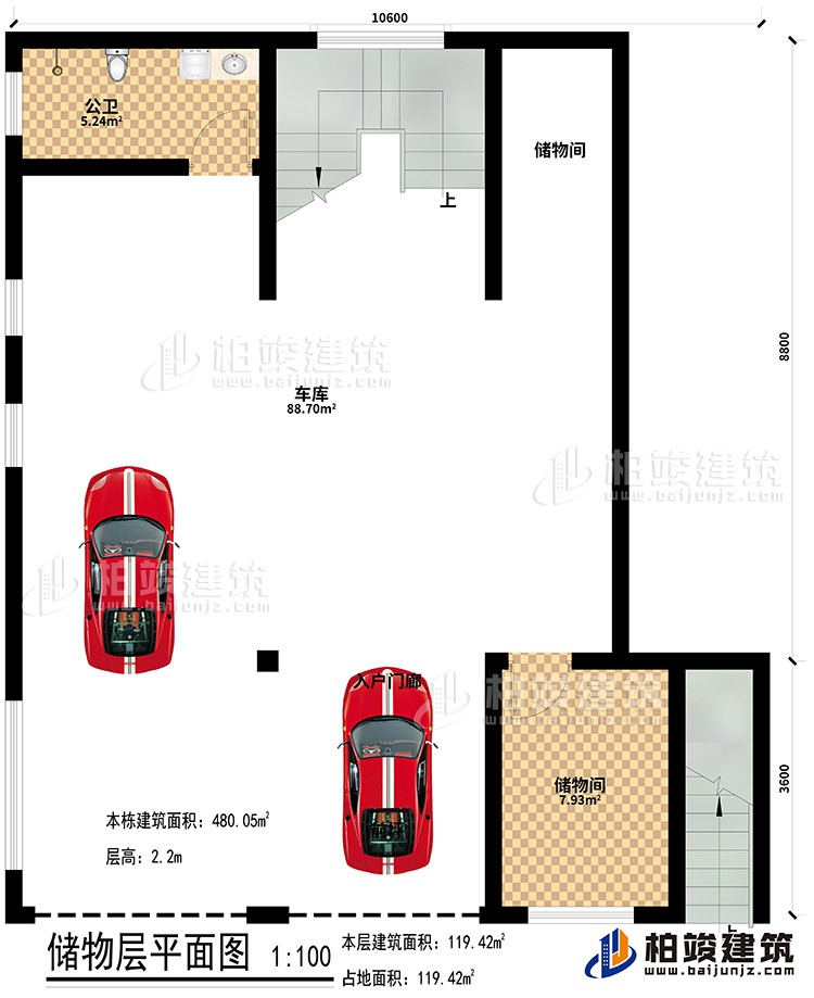地下室：2儲物間、公衛(wèi)、車庫