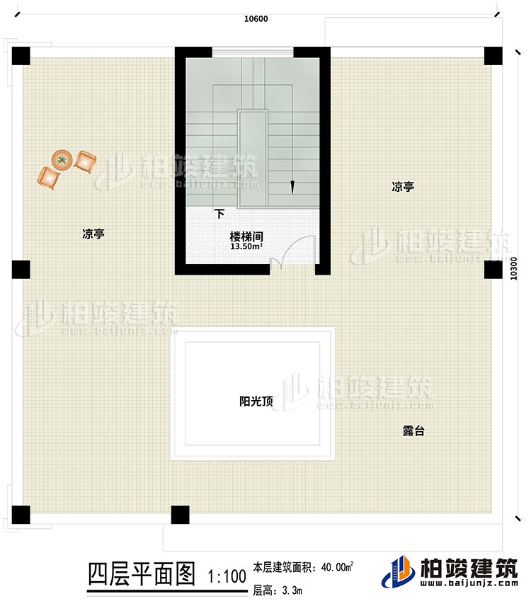 四層：樓梯間、2涼亭、露臺、陽光頂