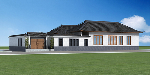 農(nóng)村一層中式房子設(shè)計帶院子景觀設(shè)計圖