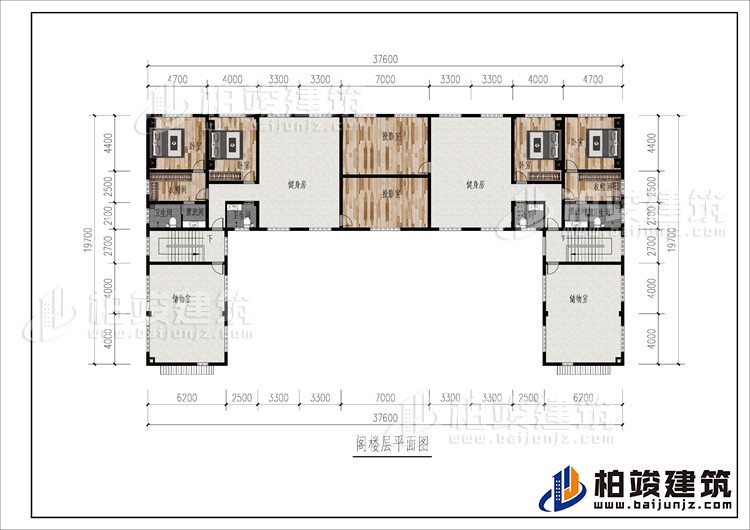 閣樓：2健身房、2攝影室、4臥室、2衣帽間、儲(chǔ)物室
