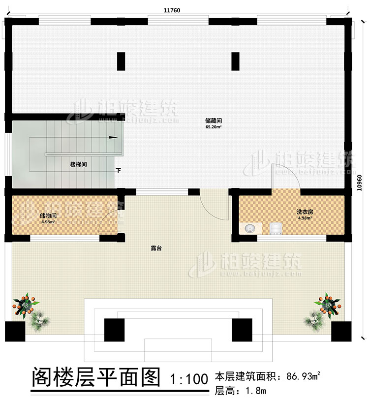 閣樓：2儲(chǔ)物間、樓梯間、洗衣房、露臺(tái)